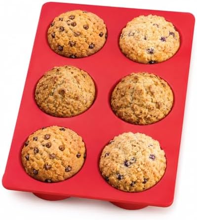 Mrs. Anderson's Baking Silicone 6-Cup Jumbo Muffin Pan, Non-Stick European-Grade Silicone