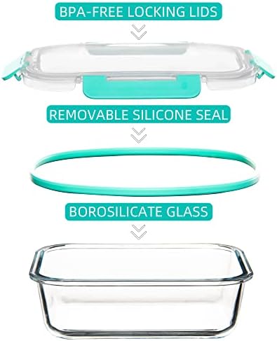 FAWLES 12 Pack Glass Storage Containers with Lids, Leak-Proof Meal Prep Containers, Dishwasher/Microwave/Oven/Freezer Safe Glass Food Storage Containers for Leftovers, to Go