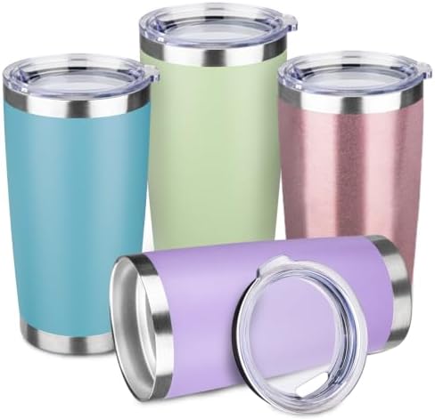 StarSpeed 4 Pack 20oz Stainless Steel Travel Coffee Tumbler,Misty Colors