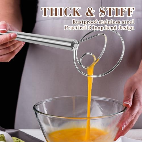 TEEVEA Danish Dough Whisk Stainless Steel for Sourdough Bread