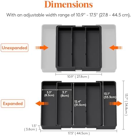 Lifewit Utensil Organizer for Kitchen Drawers, Expandable Utensil Tray