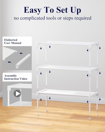 Kitsure Shoe Rack - Non-Woven Shoe Rack Shelf, Shoe Organizer for Closet, Entryway, Garage & Corridor, Stackable Shoe Shelves, 27.5" Wide - 3 Tier, White