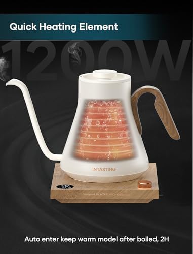 INTASTING Gooseneck Electric Kettle with ±1℉ Temperature Control, 0.9L