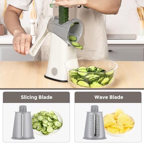 X Home 5‑in‑1 Rotary Cheese Grater for Kitchen, White