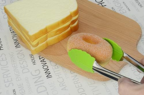 HINMAY 7" Mini Tongs with Silicone Tips, Set of 3 (Green)