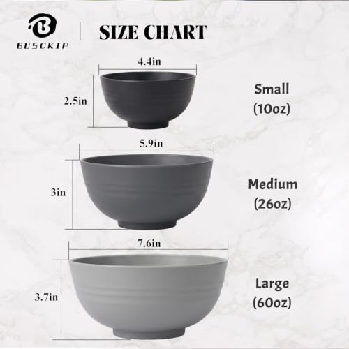 Wheat Straw Bowls Sets of 8, 10oz Small Plastic Bowl Reusable, Unbreakable Dessert Bowls, Microwave & Dishwasher Safe Snack Bowl for Kitchen, Party, Mini Bowls for Ice Cream - BlackBeige