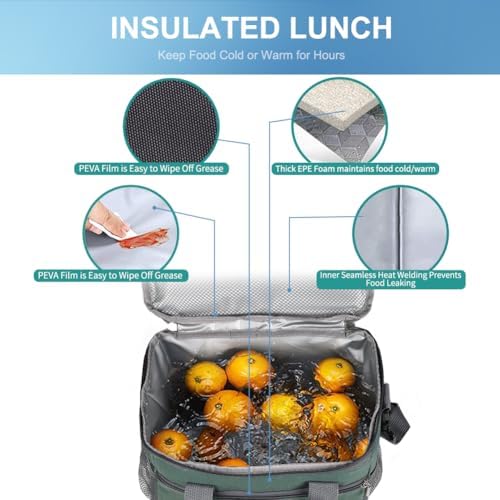 iknoe Insulated Lunch Bag, Foldable 8.5L Cooler Bag for Men & Women, Lunch Box