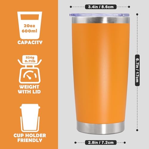 20oz Tumbler Stainless Steel Tumbler Coffee Tumbler with Lid Orange, 1P