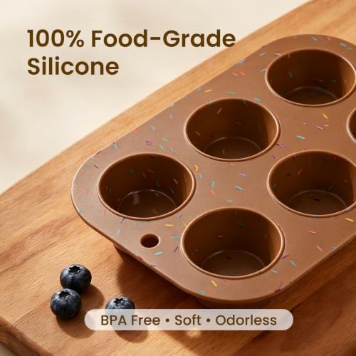 4 Pack Silicone Muffin Pan for Baking, Regular Size Nonstick Cupcake Pan, 6-Cup Silicone Muffin Tin BPA Free Dishwasher Safe, Great for Muffin Cupcake Brownie Egg Tart