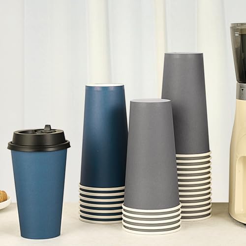 LITOPAK 100 Pack 20 oz Disposable Paper Coffee Cups with Lids