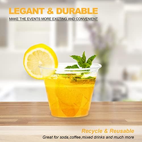 TashiBox 9 oz Disposable Plastic Cups, 100 Count, Crystal Clear
