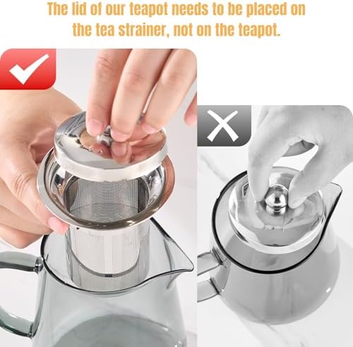 PARACITY Clear Teapot, Glass Kettle with Infuser, Tea Maker, 18.6 oz, Black