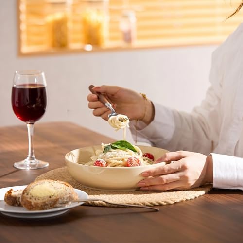 KooK Pasta Bowls, For Soups & Salads, Set of 4, 40 oz, Ivory