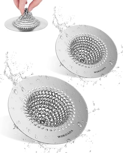 2 Pack Reversible Kitchen Sink Drain Strainer, Anti-Clog Flat Edge Design