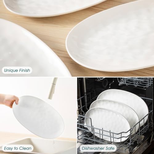 vancasso Ceramic Serving Platters Set of 3, Oval 16/14.7/13.5 Inch, White