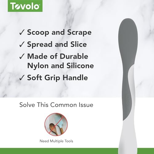 Tovolo Tool for Kitchen Meal Prep to Scoop Spread Slice and Scrape,White/Gray