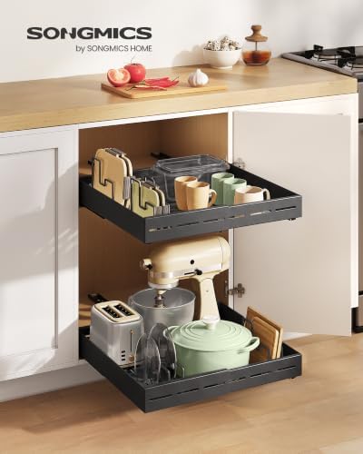 SONGMICS Pull Out Cabinet Organizers, Expandable Carbon Steel Drawers