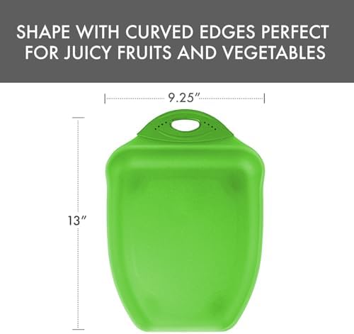 Dexas Chop & Scoop Cutting Board, 9.5 x 13 Inch, Solid Green, BPA-Free Dishwasher Safe Kitchen Prep Board with Handle