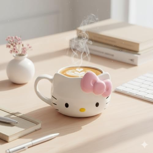 Silver Buffalo Sanrio Hello Kitty Pink Bow, 3D Sculpted Mug, 20oz