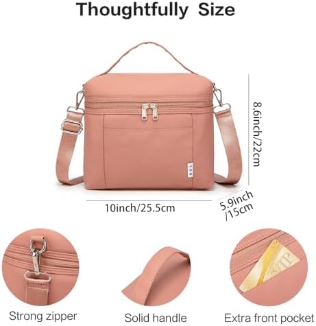 NOL 8L Insulated Lunch Bag for Women, Dark Pink, Medium(normal))