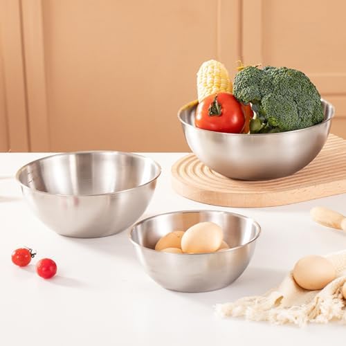 Stainless Steel Salad Bowls Set of 2 Mixing Bowl with Measurement Markings Snacks Bowls, Small 0.74 Quart Serving Bowls for Mixing, Cooking, Baking, Prepping and Home Kitchen Food Storage Bowls