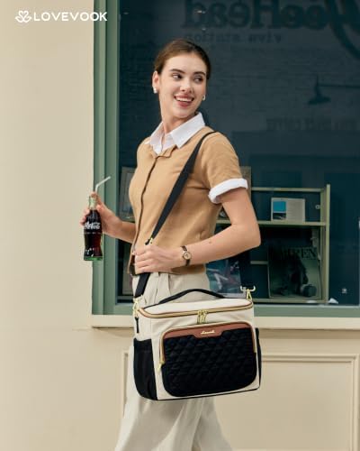 LOVEVOOK Lunch Box for Women, Wide Opening Cute Insulated Lunch Box Bag