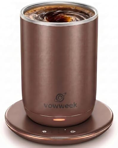 Self Stirring Coffee Mug, 10 oz Heated Mug with Magnetic Stirring，Brown
