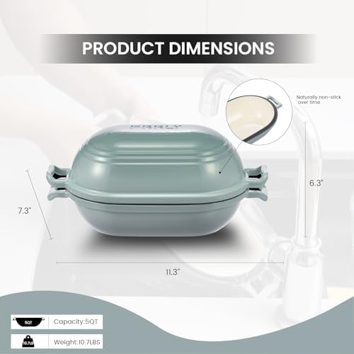 Enameled Cast Iron Dutch Oven for Sourdough Bread Baking,11 x 7 Inch Oval Cast Iron Bread Pan with Lid,Dutch Oven for Homemade Sourdough Baking,5 QT Meatloaf Pan,Oven Safe