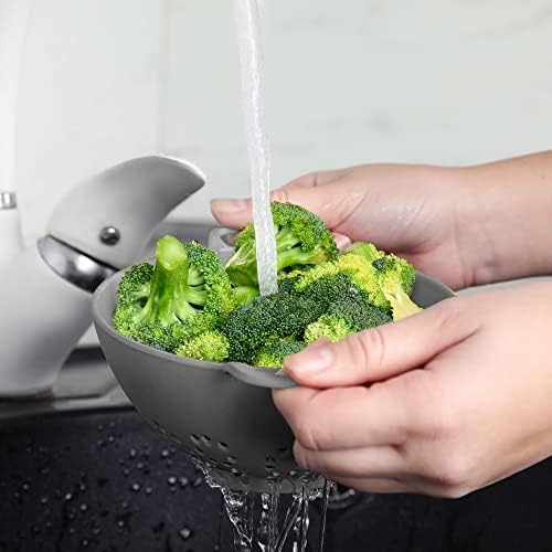 Meadow Lane 6-Inch Small Colander, 3-Cup Food Strainer, Silver Gray