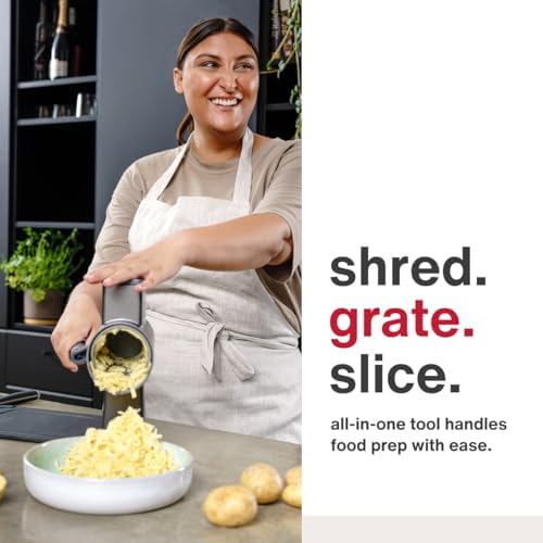 Zyliss Rotary Drum Grater, With 6 Steel Drums for Cheese, Vegetables & More