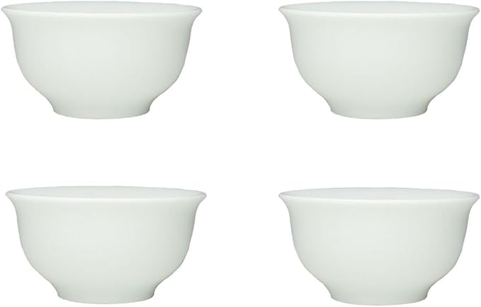 Liang baobao Chinese Traditional Tea Tasting Cup Set of 4, 1.6oz White Porcelain Mini Cups for Gongfu Tea Ceremony (White)