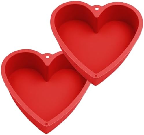 Alimat PluS 8 Inch Heart Shaped Cake Pans Set of 2 with Hanging Hole(Red)