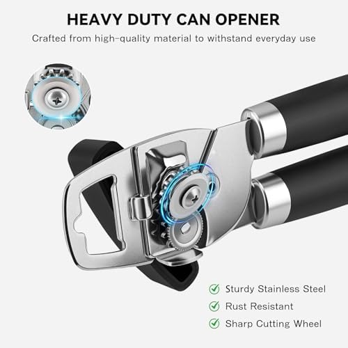 NileHome Smooth Edge Manual Can Opener, Sharp Steel Wheel Senior Friendly