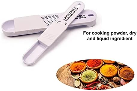 2-Piece Premium WinAimer Kitchen Adjustable Teaspoon And Tablespoon Set, Plastic, Measuring Spoon for Baking, Cooking Powder, Dry and Liquid Ingredient (White)
