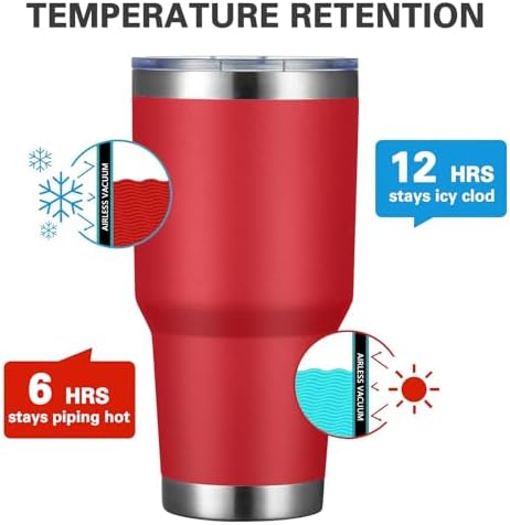 MEWAY 30oz Tumbler Double Wall Vacuum Insulated Travel Mug, Stainless Steel Tumbler with Lid, Durable Powder Coated Insulated Coffee Cup for Cold & Hot Drinks (Coral red,1 PACK)