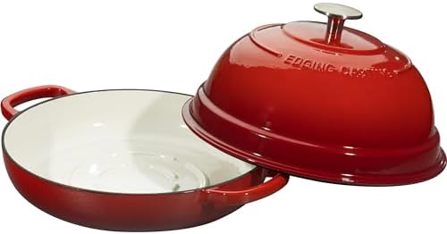 EDGING CASTING Enameled Cast Iron Dutch Oven Pot with Lid, Round Bread Oven for Homemade Sourdough Bread Baking, 6 Quart, Red
