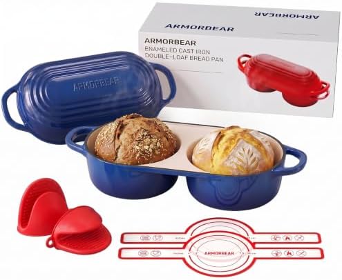 Mini Double Dutch Oven for Sourdough, Enameled Cast Iron Bread Pan, Blue