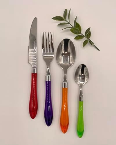 Gypsy Color Rainbow Mix & Match Stainless Steel Flatware Collection, Set of 16