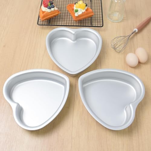 Heart Shaped Cake Pans, 7 x 2 Inch, Set of 3, Aluminum