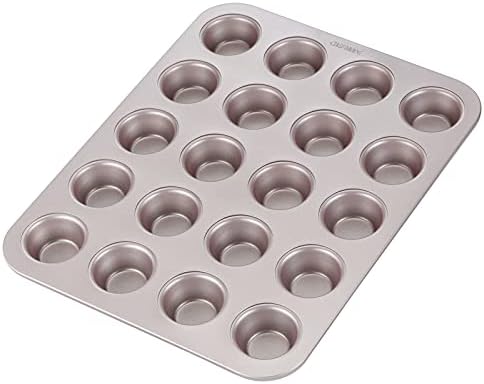 CHEFMADE Mini Muffin Pan, 20-Cavity Non-Stick Tiny Cupcake Pan Bakeware for Oven Baking (Champagne Gold)
