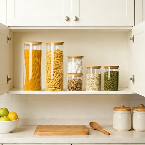 Vtopmart 74oz/27oz/20oz Glass Food Jars with Airtight Bamboo Lids, 3 Pack