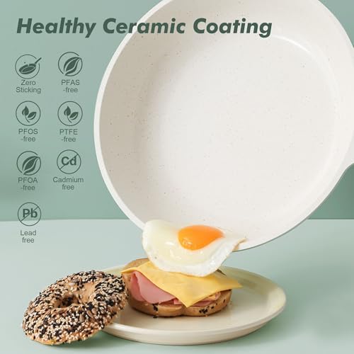 SENSARTE Nonstick Ceramic Frying Pan Skillet, 8 Inch Non Toxic Omelet Pan