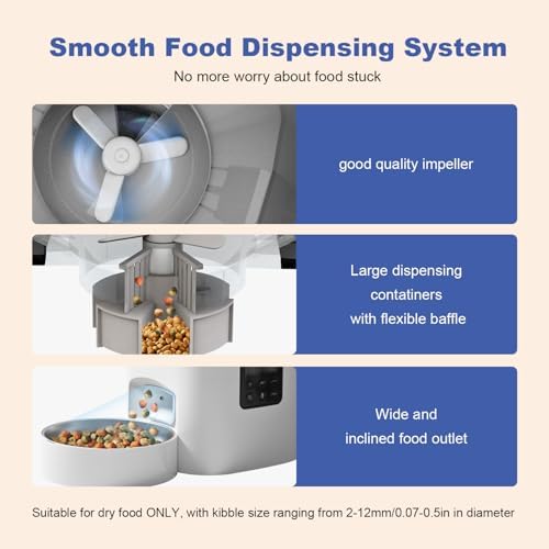 Automatic Cat Feeder for 2 Cats, 6L Cat Food Dispenser with 10s Voice Recorder, Pet Feeder up to 8 Meals per Day, Timed Feeder with Dry Food Sealed Ring