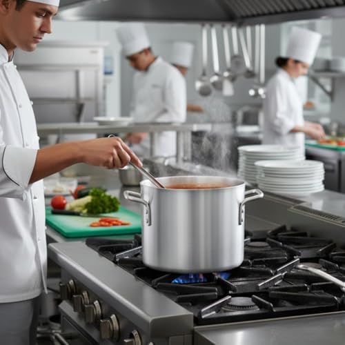 TrueCraftware- 8 qt. Aluminum Stock Pot with Riveted Handles 4mm Thickness- Multipurpose Pot Cookware Large Stockpot Stew For Cooking Simmering Soup Seafood Stock Home Kitchen Restaurant