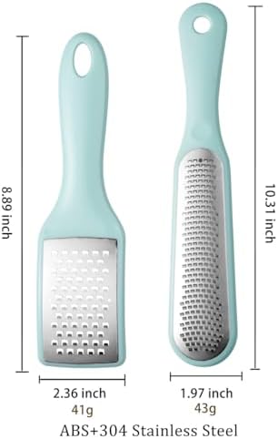 Lemon Zester Grater with Handle - 2-Piece Lemon Zester & Cheese Grater for Parmesan, Ginger, Garlic, Nutmeg, Chocolate (B)