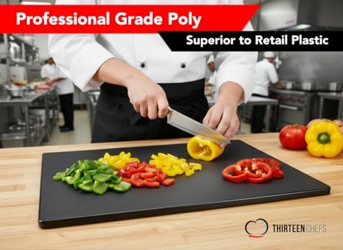 Commercial Grade 20x15 Black Cutting Board, X-Large 1/2" HDPP Plastic, NSF