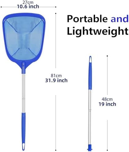 Hot Tub Skimmer Net with Ultra Fine Mesh, Handheld Spa Pool Net for Fine Debris & Leaves, Lightweight Safe-Edge Cleaner for Hot Tubs, Small Pools & Spas