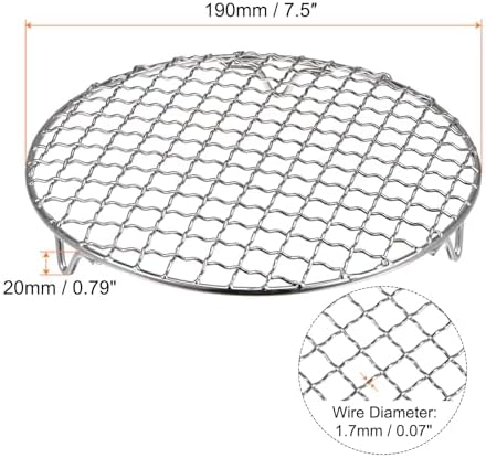 HARFINGTON Round Cooking Rack 7.5-inch 201 Stainless Steel Cross Wire Barbecue Grill Net with 20mm Legs for Cooking Baking Steaming BBQ