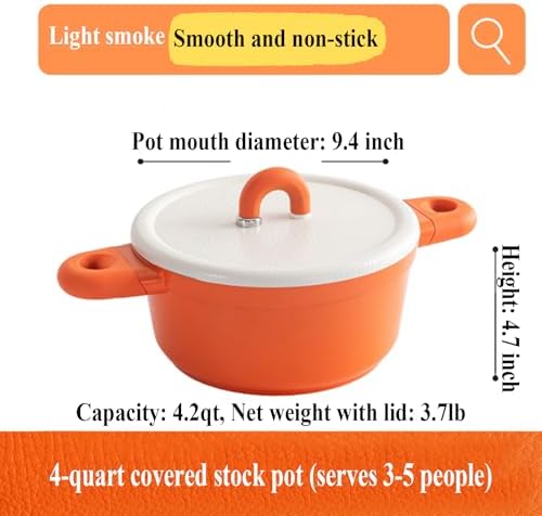 Alpstone 5QT Nonstick Stock Pot with Lid, Orange