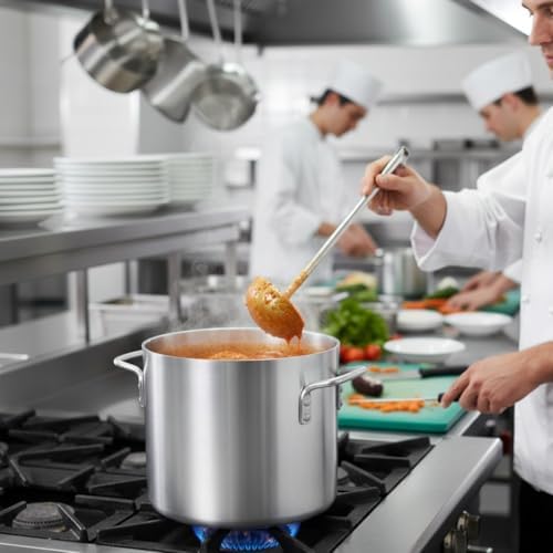 TrueCraftware- 12 qt. Aluminum Stock Pot with Riveted Handles 4mm Thickness- Multipurpose Pot Cookware Large Stockpot Stew For Cooking Simmering Soup Seafood Stock Home Kitchen Restaurant